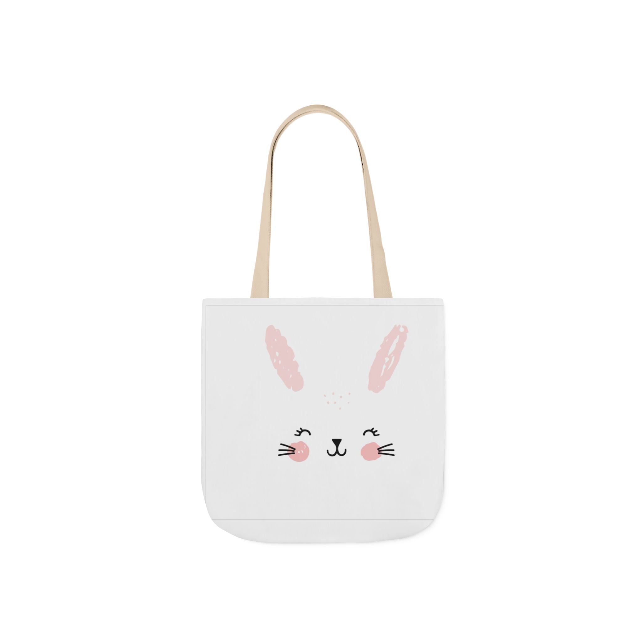 Cute Pink Bunny Face Canvas Tote Bag — Easter Bunny Grocery & Gift Tote