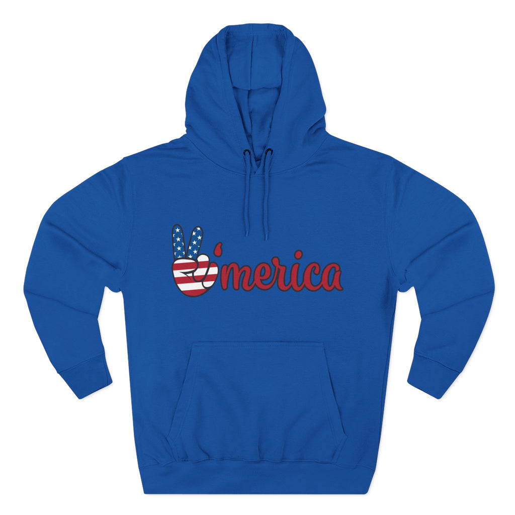 'Merica Peace Sign Hoodie — Patriotic USA Flag Pullover for 4th of July
