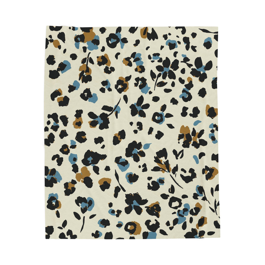 Floral Leopard Velveteen Plush Blanket — Soft Cozy Throw for Living Room & Bedroom