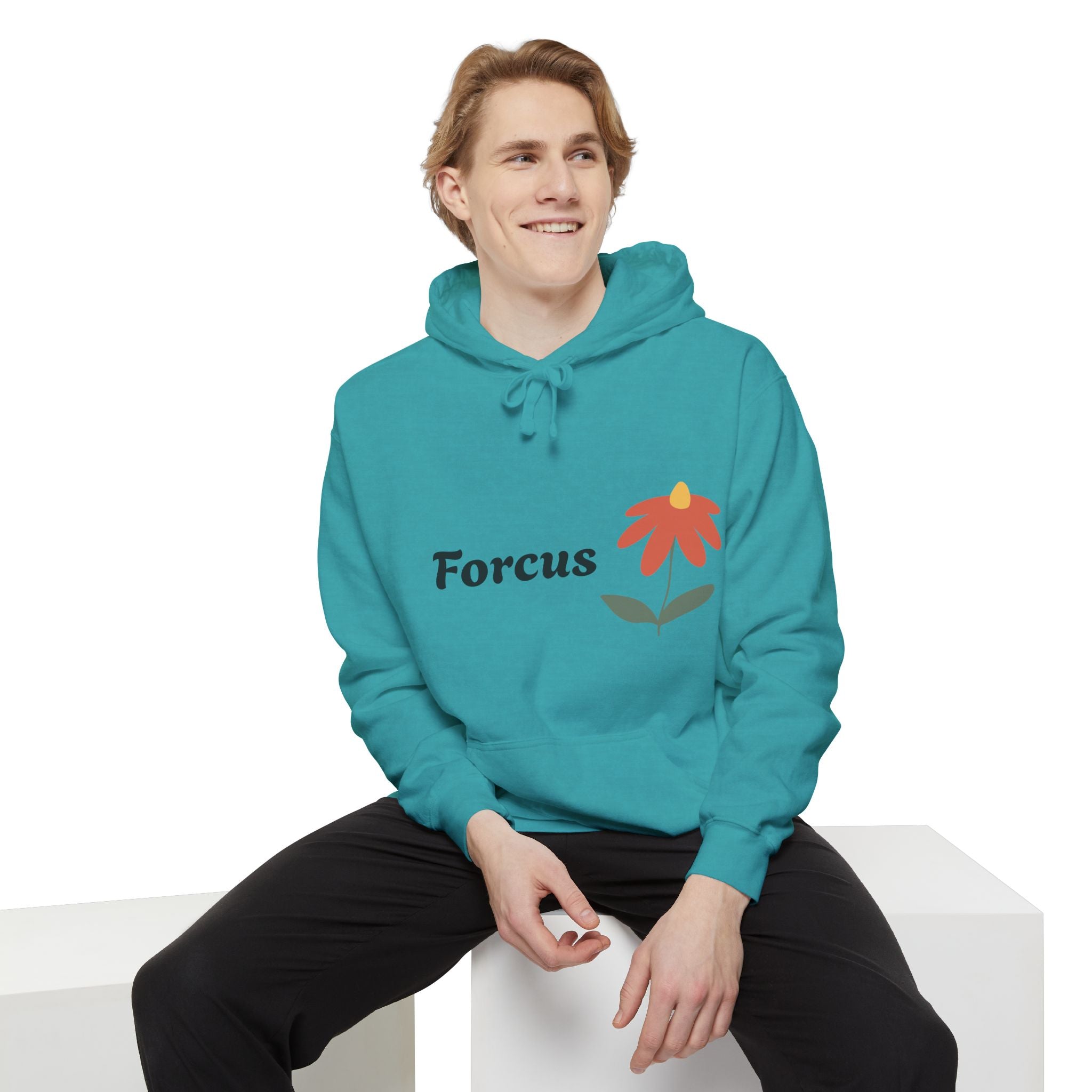 Focus Flower Hoodie — "It's never too late to try again" Motivational Sweatshirt